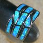 BLACK SILVER Elegant Blue Fire Opal Big Ring Size 6, WR40405