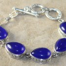 Silver Vintage Style Royal Blue Quartz Teardrop Bracelet