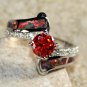 SILVER Elegant Orange Fire Opal & Orange Red Garnet Ring Size 5 WR40901