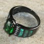 BLACK SILVER Elegant Green Fire Opal & Green Peridot Oval Ring Size 7, WR41804