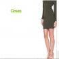 Green DAZZLING OFF-THE-SHOULDER HIGH SLIT SLINKY Midi DRESS Skirt Bodycon Sling