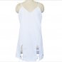 White Top Semi Sheer Wavy Edge Loose Beach Skirt V Neck Lace Up Dress