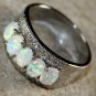 SILVER Elegant White Fire Opal 5 Stone Ring Size 5 WR41103