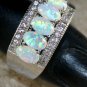 SILVER Elegant White Fire Opal 5 Stone Ring Size 5 WR41103