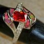 SILVER Elegant Orange Fire Opal & Orange Red Garnet Ring Sz 9 Woman Gift WR40602