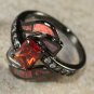 BLACK SILVER Elegant Orange Fire Opal & Orange Red Garnet Ring Size 9, WR40504
