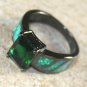 BLACK SILVER Elegant Green Fire Opal & Peridot Rectangular Ring Size 5, WR41201