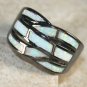 BLACK SILVER Elegant White Fire Opal Big Ring Size 10, WR40401