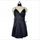Black V Neck Satin Skirt Boho Midi Dress Evening Party Beach Strap Sundress