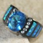 BLACK SILVER Elegant Blue Fire Opal & Royal Blue Topaz Oval Ring Sz 7, WR41801