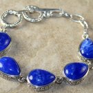 Silver Vintage Style Royal Blue Agate Teardrop Bracelet