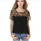 Sexy Black Wavy Edge Tank Top leopard print Flopper Tee Shirt