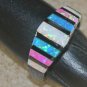 BLACK SILVER Elegant Blue, White & Pink Fire Opal Rainbow Ring Size 9, WR41505
