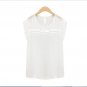 Women's White Top Semi Sheer Wavy Edge Loose Flowy Rippled edge Shirt