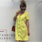 FORMAL OR CASUAL Yellow Button Boho MidiSkirt Evening Party Dress Swing Sundress