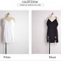 Black Top Semi Sheer Wavy Edge Loose Beach Party V Neck Lace Up Dress