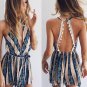 Jupmerskirt Sleeveless Floral Sling Split Skirt Culottes Printed Halter Dress