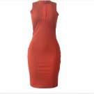 Orange Sleeveless HALTER FIT Jumperskirt Midi Dress Evening Party Dress Sundress