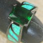 BLACK SILVER Elegant Green Fire Opal & Peridot Rectangular Ring Size 7, WR41201