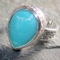 SILVER Vintage Style Sky Blue Jasper Teardrop Ring Size 6.25