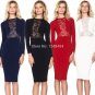 Long Sleeve Red HALTER FIT FLARE Skirt Midi Dress Evening Party Dress Sundress
