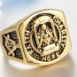 Master Masonic Ring Golden Freemason Compass Square Jewelry Size 7-13