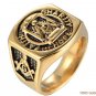 Master Masonic Ring Golden Freemason Compass Square Jewelry Size 7-13