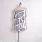 Black White Leaf Print Jumpersuit Skirt Off-the shoulder Sleeveless Floral Dress