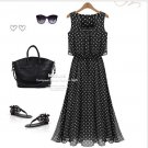 Black White Polka-dot Dresses  Off-the-shoulder Skirts Dress Strapless Sundress