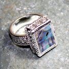 SILVER Vintage Style Abalone Shell 10x14mm Ring Size 9.25