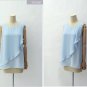 Wathet  Blue Chaotic Chiffon Top Semi Sheer Wavy Edge Flowy Rippled Edge Shirt