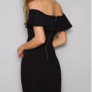 Black Ruffle Embroidery Jumper Skirt  Party Beach Camisole Boob Tube Maxi Dress