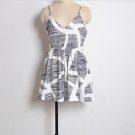 Black & White Grey Boho Jumper Skirt Party Off-the-shoulder Dress Swing Sundress