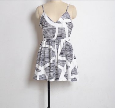 Black & White Grey Boho Jumper Skirt Party Off-the-shoulder Dress Swing Sundress