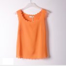 Women's Orange Red Tank Top Semi Sheer Wavy Edge Flowy Flopper Shirt