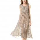 Brown White Polka-dot Dresses  Off-the-shoulder Skirts Dress Strapless Sundress