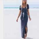 Sexy Blue HALTER Pencilskirt Bodycon Clubwear Evening Party Midi Dress Skirt