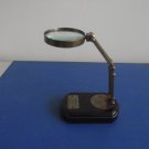 BRASS ANTIQUE STYLE ADJUSTABLE DESKTOP MAGNIFIER BRASS AND WOOD MAGNIFYING GLASS