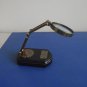 BRASS ANTIQUE STYLE ADJUSTABLE DESKTOP MAGNIFIER BRASS AND WOOD MAGNIFYING GLASS