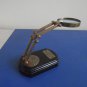 BRASS ANTIQUE STYLE ADJUSTABLE DESKTOP MAGNIFIER BRASS AND WOOD MAGNIFYING GLASS