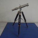 Nickel Finish Brass Table Top Telescope 9" Wood Tripod Table Decor
