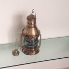 ANTIQUE FLOWER BLOSSOM GLASS OIL LAMP LANTERN BRISTOL BRASS FONT BURNER LANTERN REPLICA