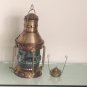 ANTIQUE FLOWER BLOSSOM GLASS OIL LAMP LANTERN BRISTOL BRASS FONT BURNER LANTERN REPLICA