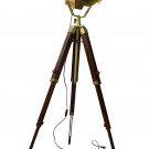 ANTIQUE LAMP WITH PORTABLE TRIPOD STAND IN ANTIQUE WOOD FINISHING