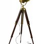 ANTIQUE LAMP WITH PORTABLE TRIPOD STAND IN ANTIQUE WOOD FINISHING