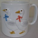 JAPANESE OTAGIRI 3D DUCKS PINK & BLUE RIBBONS COFFEE MUG
