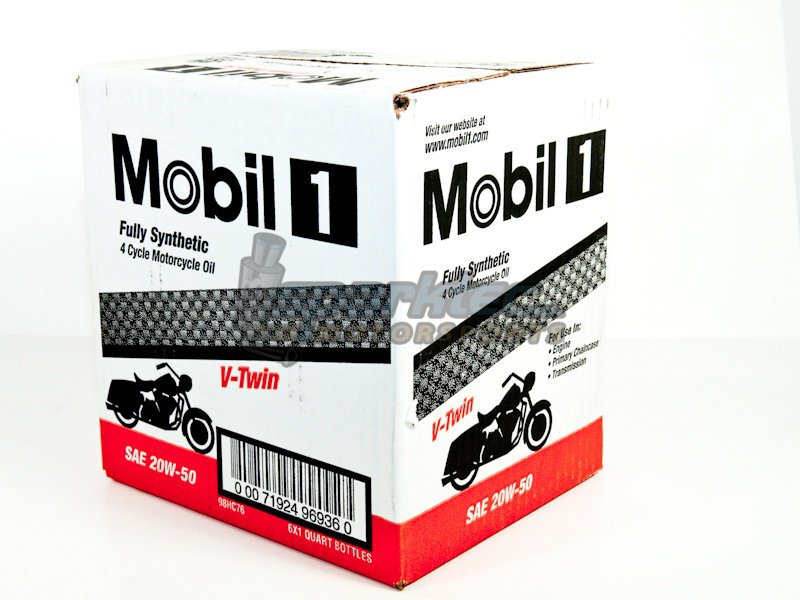 Mobil 1 V-Twin 20W-50 Fully Synthetic Motorcycle Oil 6 1-Quart Bottles