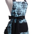 FLIRTY APRONS Women's Apron Aqua Damask $26.95