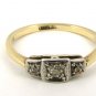 Antique Art Deco 9ct Gold and Platinum Ring Three Graduating Diamonds LAYBY AVA