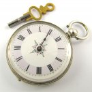 Antique 1800s Fine Silver Fancy Enamel Dialed Pocket Fob Watch Fully Engraved